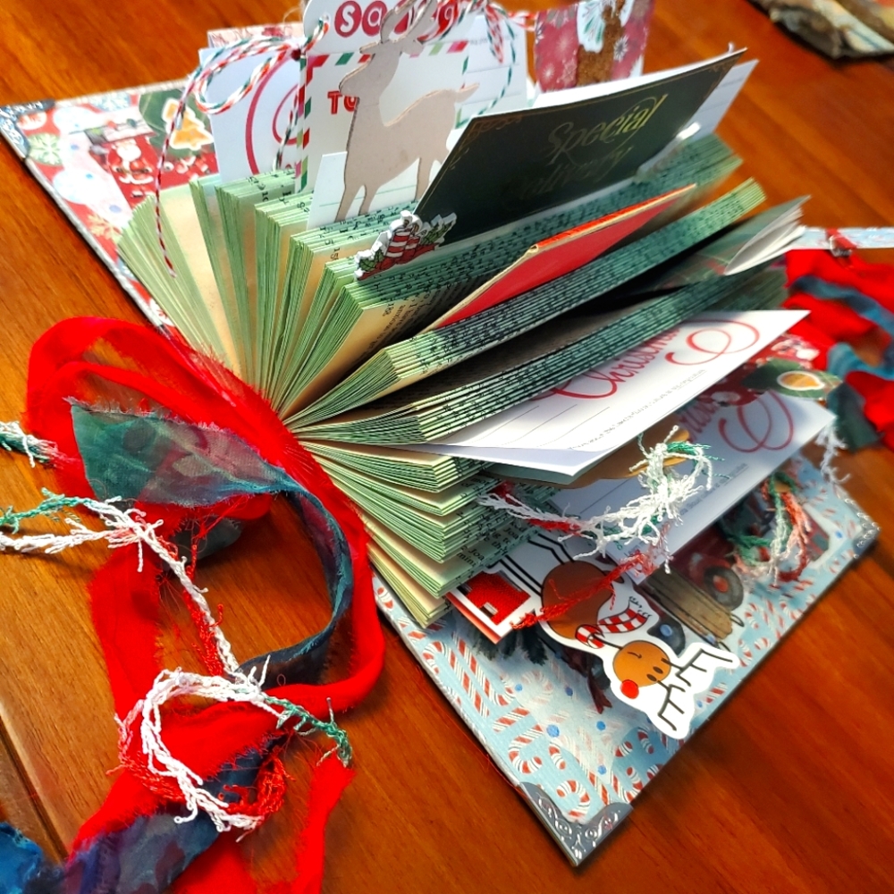 ๐ HAND CRAFTED Christmas altered book junk journal coffeetable book vintage